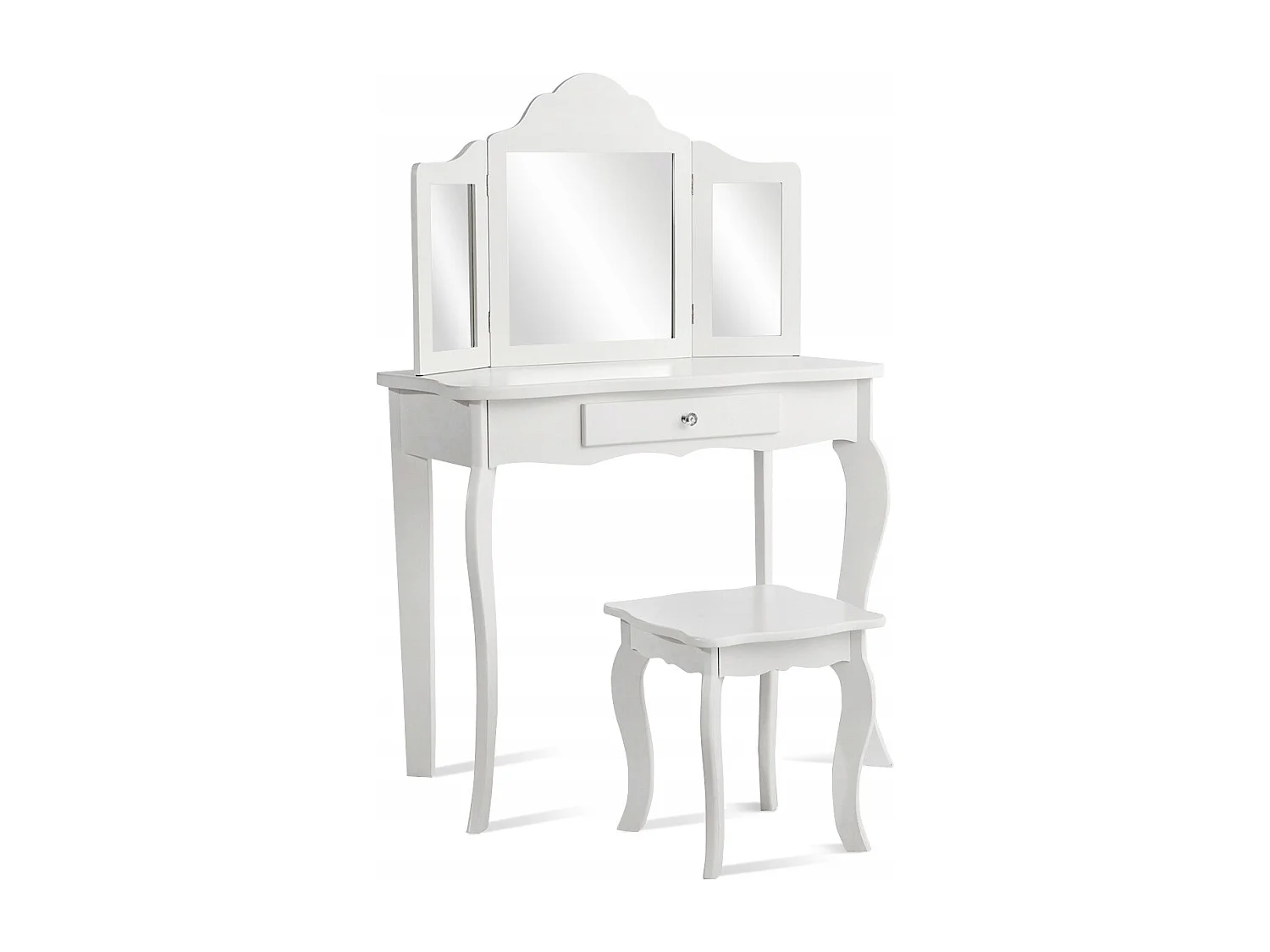 Schminktisch- und Hocker-Set für Kinder Frisiertisch mit Schublade Spiegel 70 x 34 x 103 cm Weiß