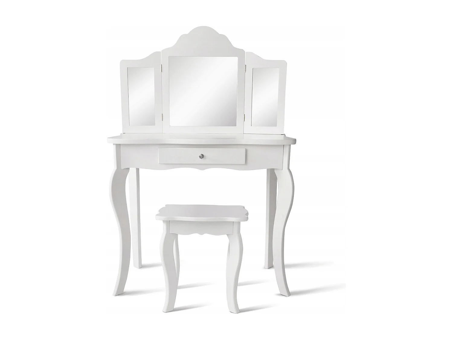 Schminktisch- und Hocker-Set für Kinder Frisiertisch mit Schublade Spiegel 70 x 34 x 103 cm Weiß