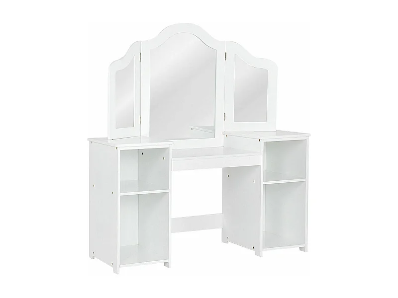2 in 1 Kinder Schminktisch Schreibtisch mit spiegel 107 × 40 × 117 cm Weiß