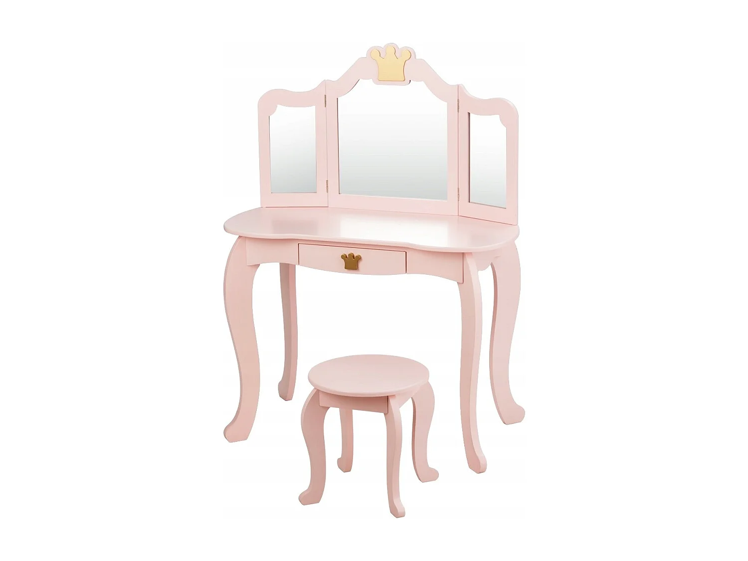 Set toeletta e sedia per bambine con cassetto, Toeletta 2 in 1 con superficie smontabile, Rosa