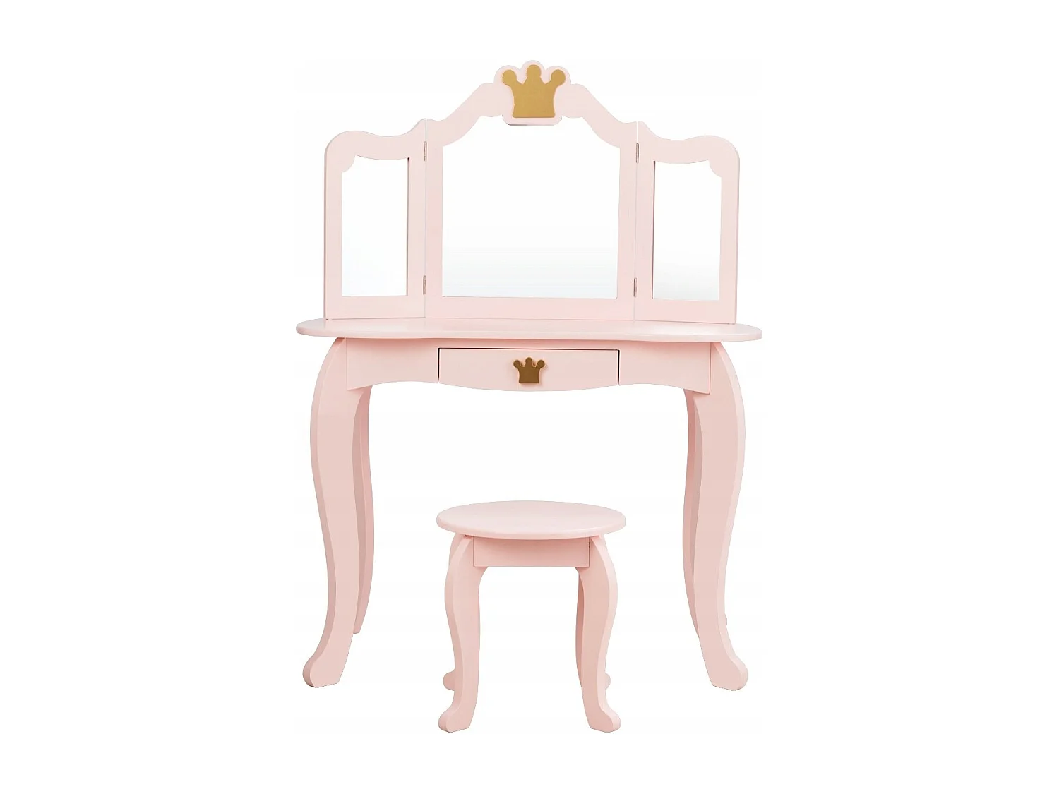 Set toeletta e sedia per bambine con cassetto, Toeletta 2 in 1 con superficie smontabile, Rosa