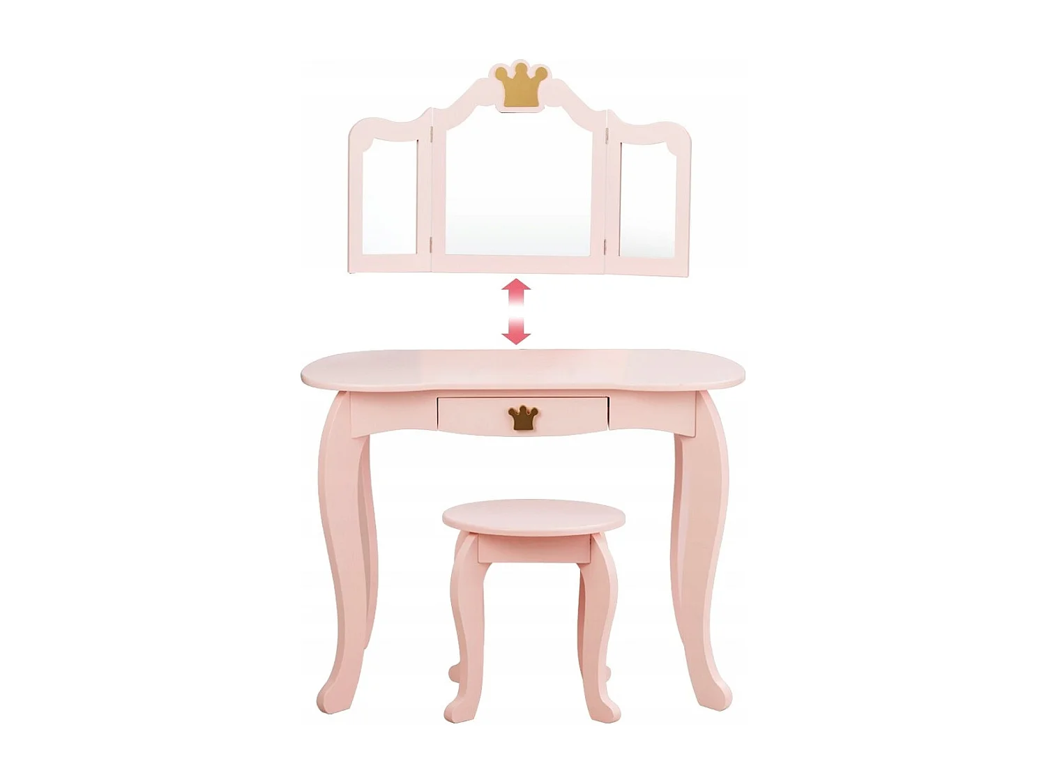 2 in 1 Kinder Schminktisch mit Hocker & Abnehmbarer Spiegel Mädchen Frisiertisch