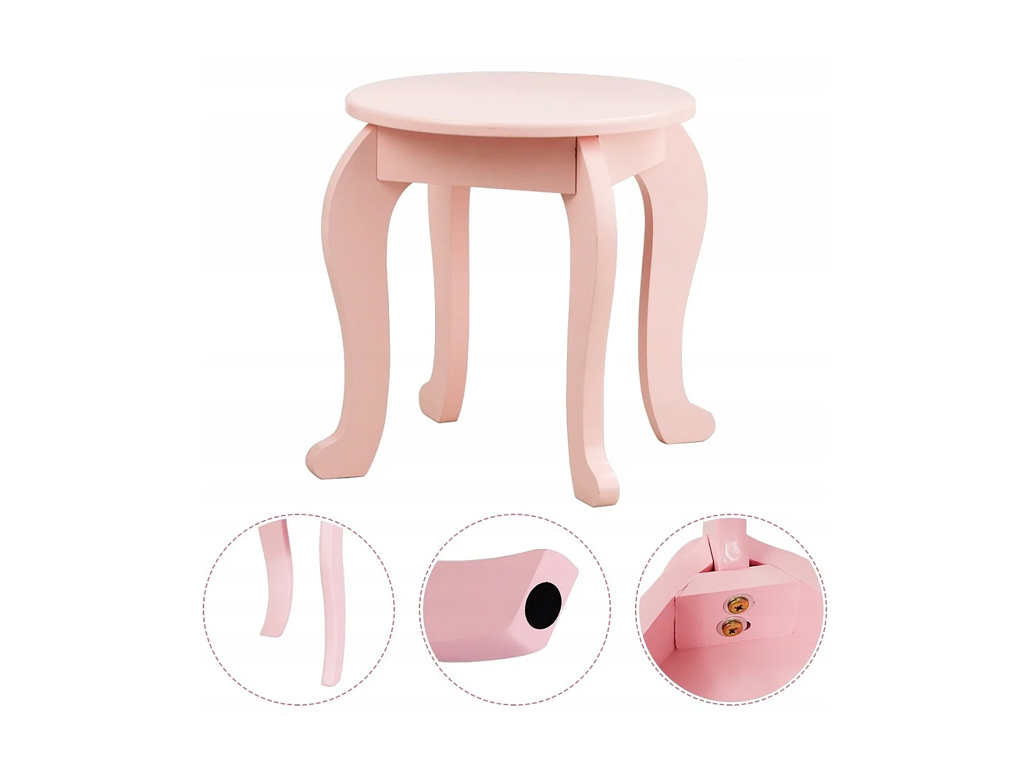 2 in 1 Kinder Schminktisch mit Hocker & Abnehmbarer Spiegel Mädchen Frisiertisch