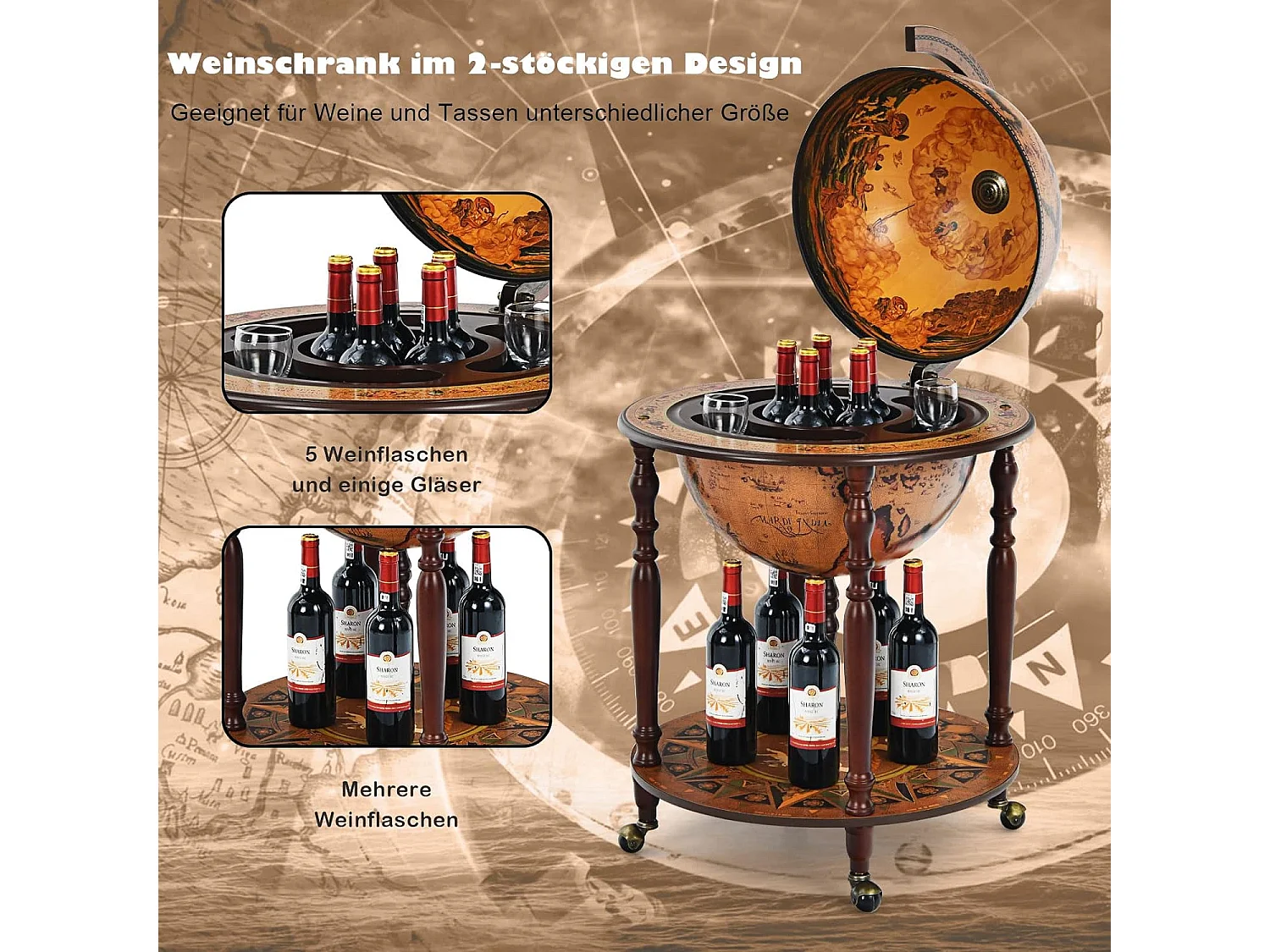 Globusbar Barschrank Barwagen