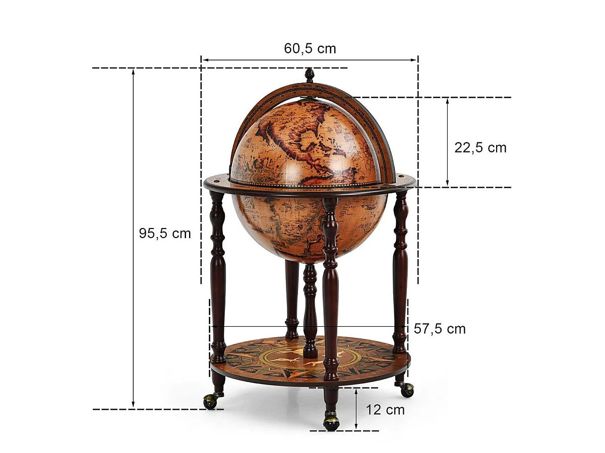 Bar globe pour alcool, style vintage, 95,5 cm