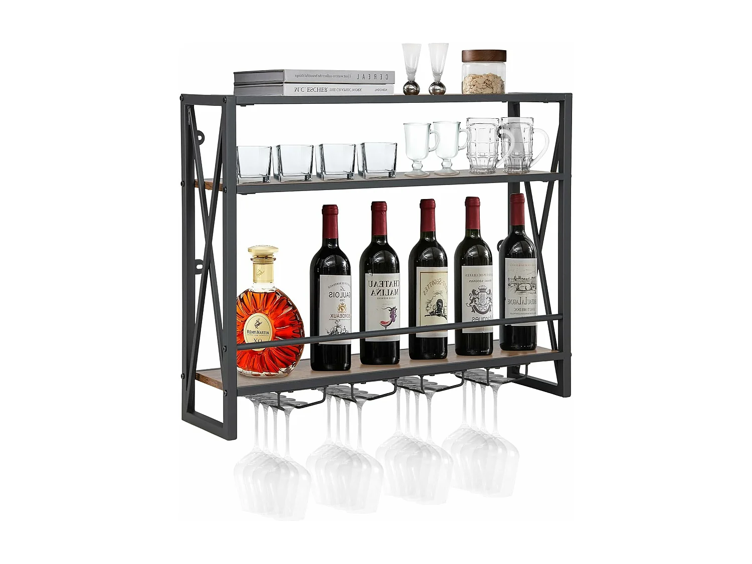 Weinregal mit 4 Reihen Weingläserhalter