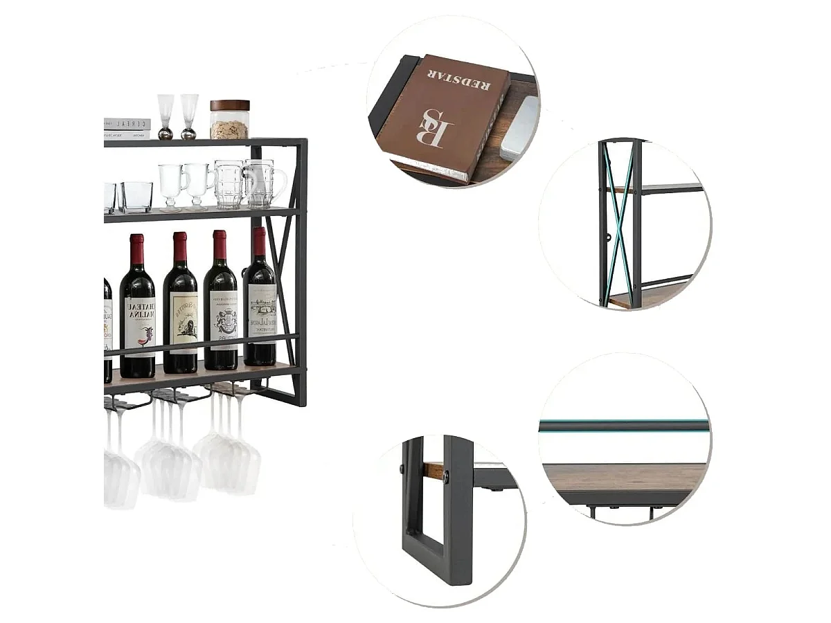 Étagère murale à vin 3 niveaux