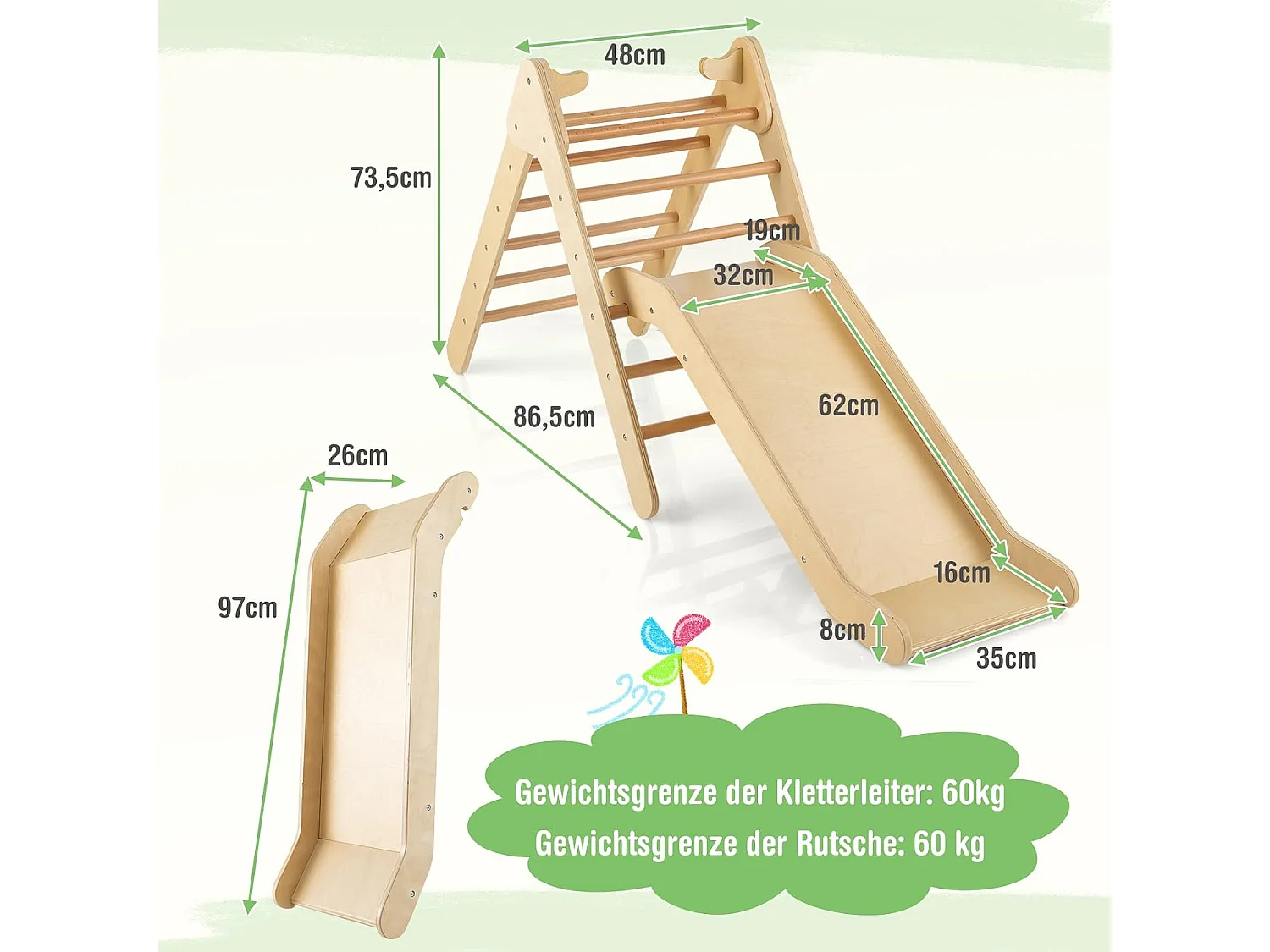 Kletterdreieck mit Rutsche