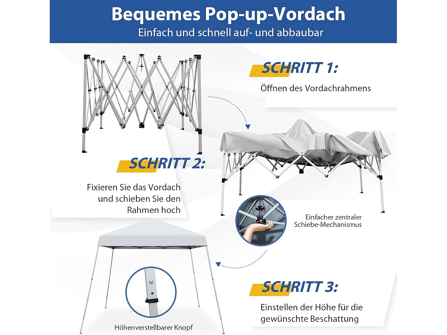 3x3m Faltpavillon, Pop Up Gartenpavillon