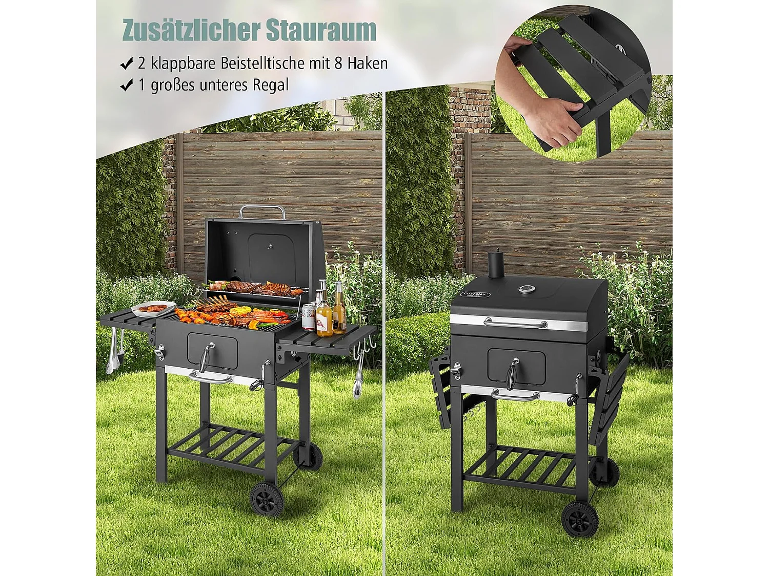 Holzkohlegrill mit Deckel