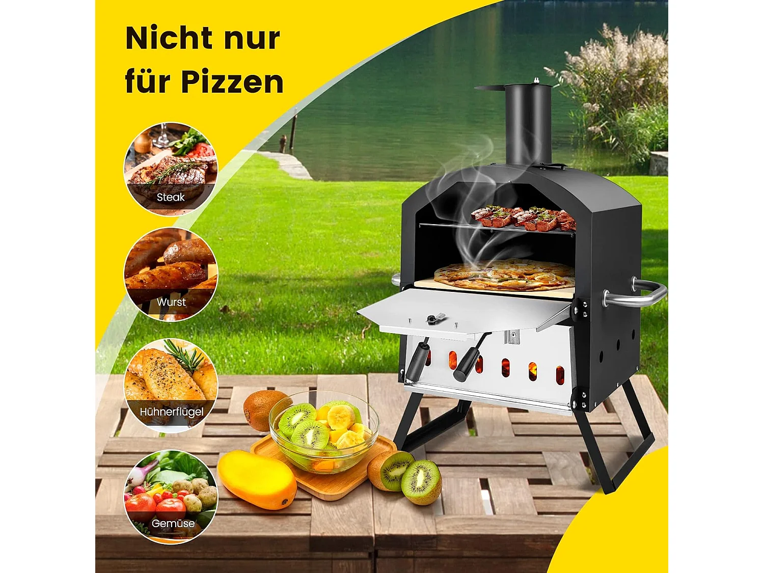 2-lagigem Pizzaofen mit Grillrost