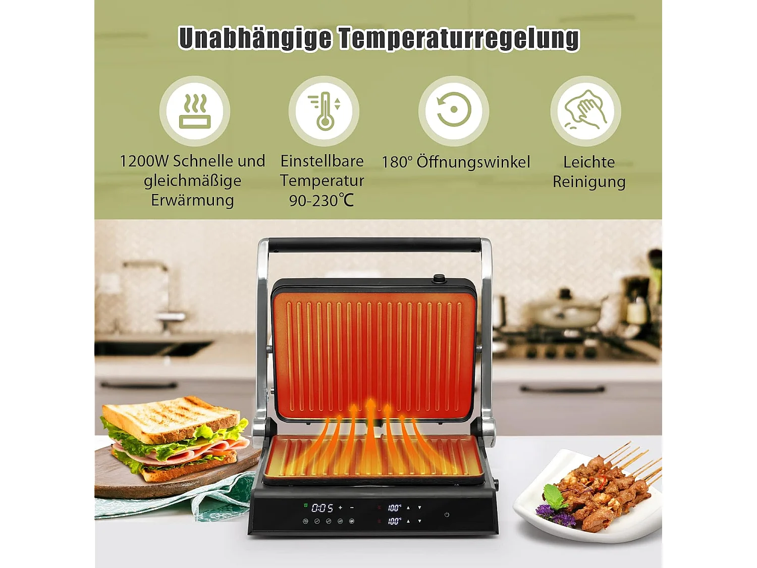 Kontaktgrill Sandwichmaker 5 Modi