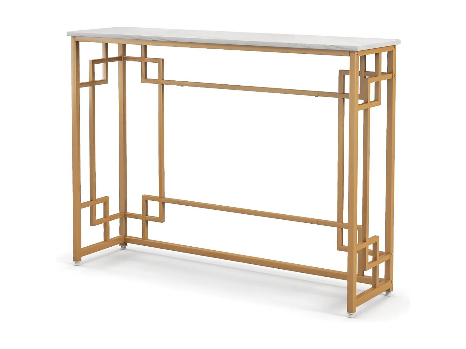 Konsolentisch mit Marmor & Geometrischem Metallrahmen Eingangstisch Schmal Golden