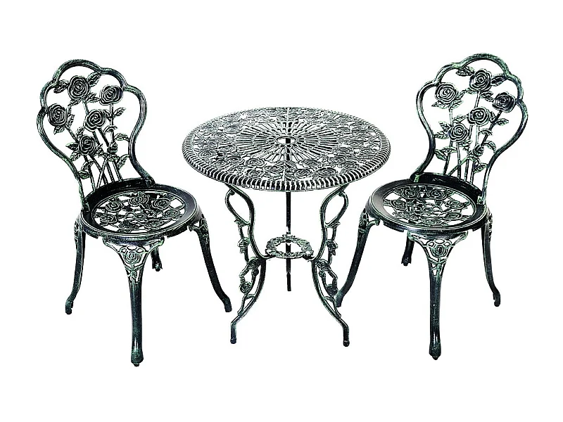3tlg. Antik Bistroset Rosendesign Sitzgruppe Balkonset Gartenset mit 2 Stühle