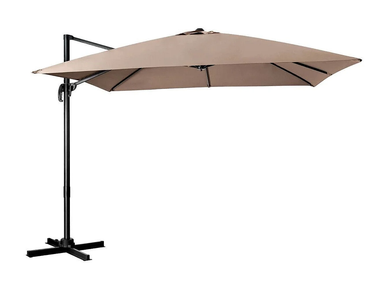 Ombrellone 300 cm per cortile con 3 inclinazioni e rotazione a 360°, Ombrellone da esterno con 8 stecche Caffè