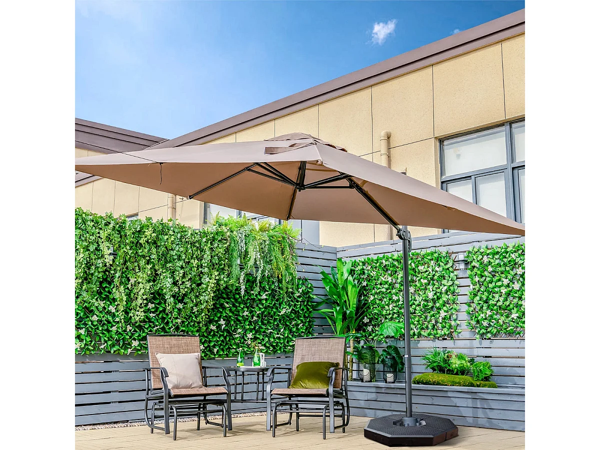 Ombrellone 300 cm per cortile con 3 inclinazioni e rotazione a 360°, Ombrellone da esterno con 8 stecche Caffè