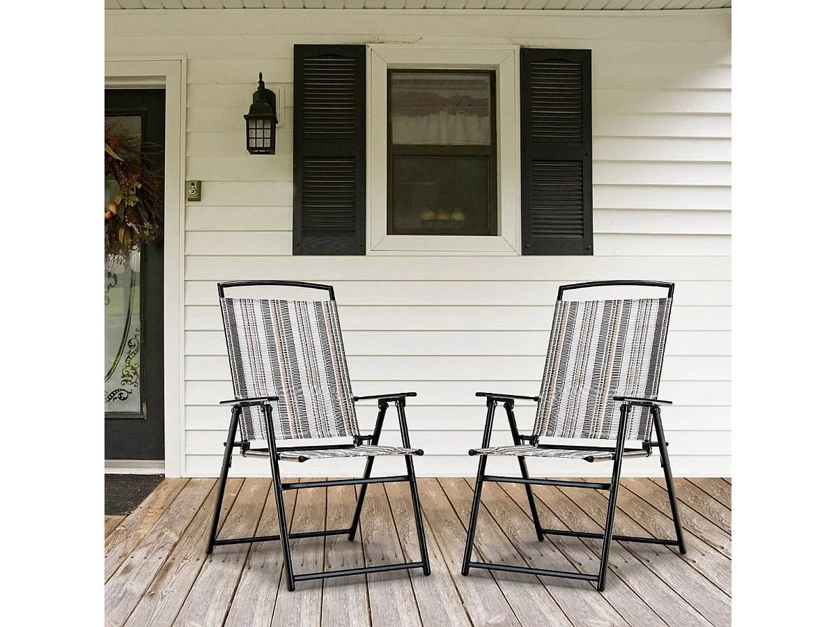 2er Set Gartenstühle Klappstühle mit Armlehnen 51 x 61,5 x 92 cm Grau