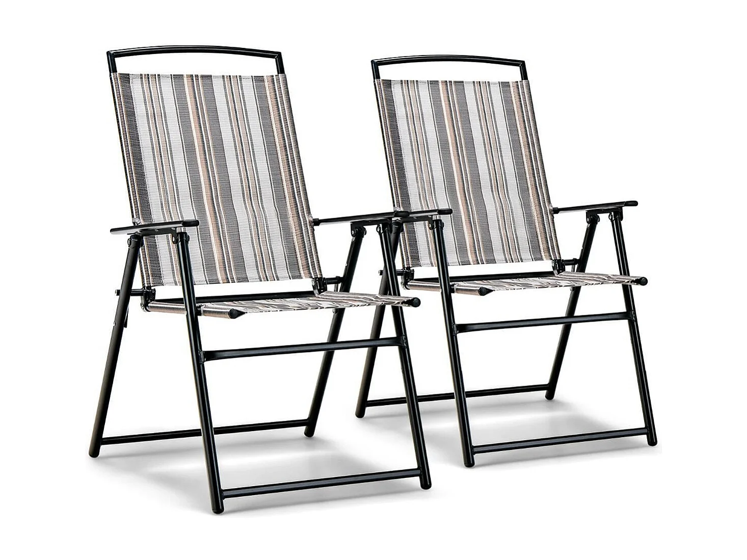 2er Set Gartenstühle Klappstühle mit Armlehnen 51 x 61,5 x 92 cm Grau