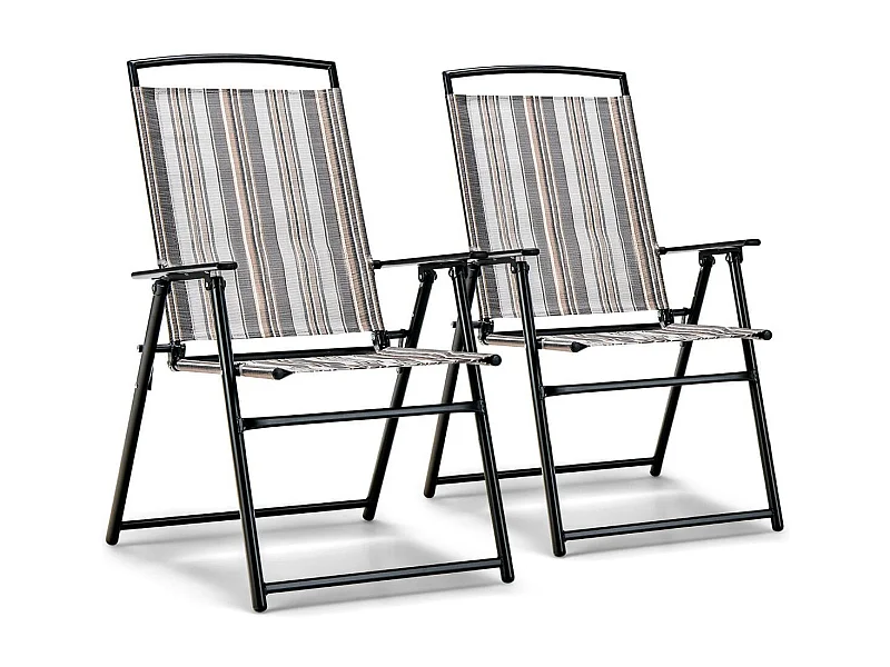 2er Set Gartenstühle Klappstühle mit Armlehnen 51 x 61,5 x 92 cm Grau