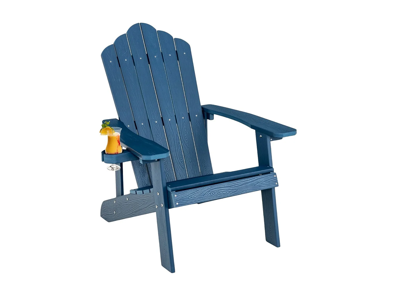 Adirondack-Stuhl Gartenstuhl mit Getränkehalter Blau