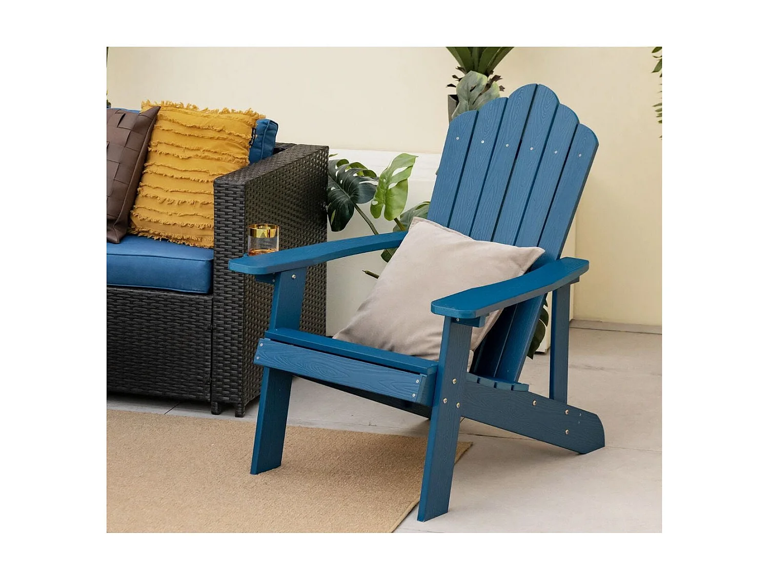 Adirondack-Stuhl Gartenstuhl mit Getränkehalter Blau