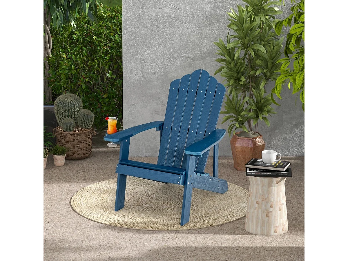Adirondack-Stuhl Gartenstuhl mit Getränkehalter Blau