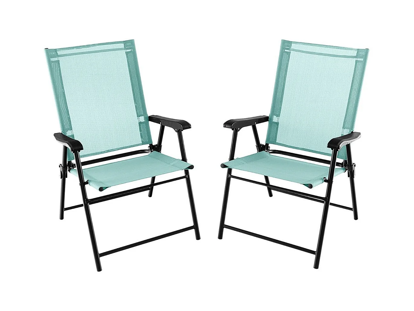 Lot de 2 Chaises de Jardin Pliables en Textilène Respirant Chaises de Camping avec Verrou de sécurité et Dossier Haut Vert Menthe