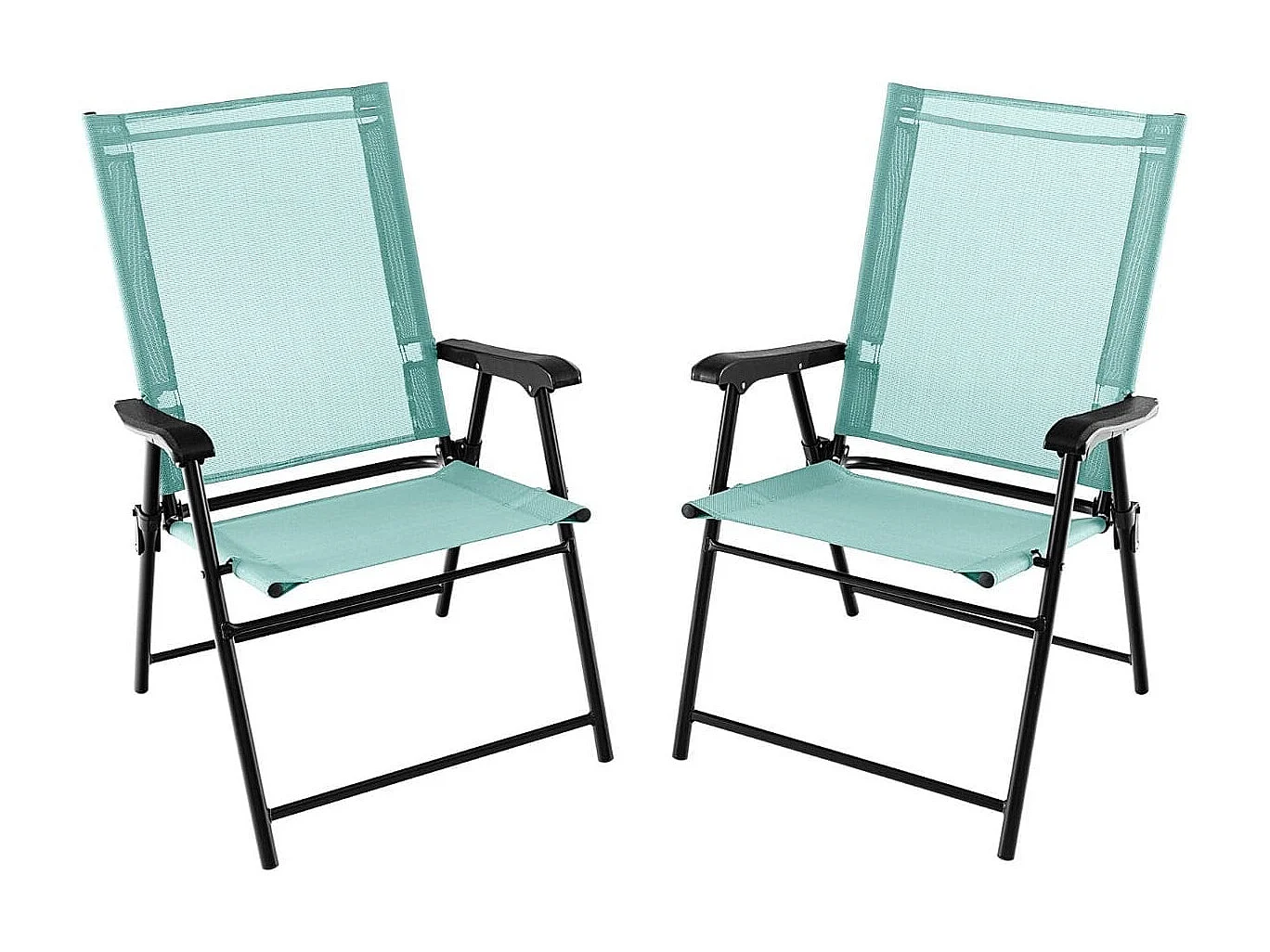 Lot de 2 Chaises de Jardin Pliables en Textilène Respirant Chaises de Camping avec Verrou de sécurité et Dossier Haut Vert Menthe