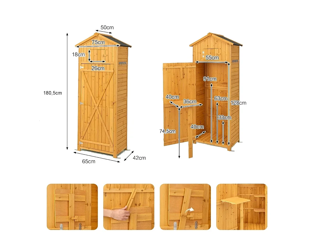 Abri de jardin avec table pliante