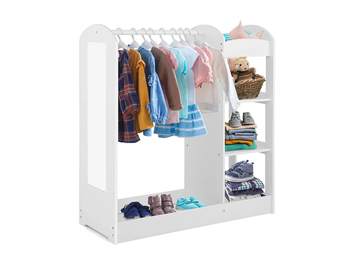 Kleidergarderobe für Kinder Kostümgarderobe für Kinder mit Spiegel 93,5 x 38 x 100 cm Weiß