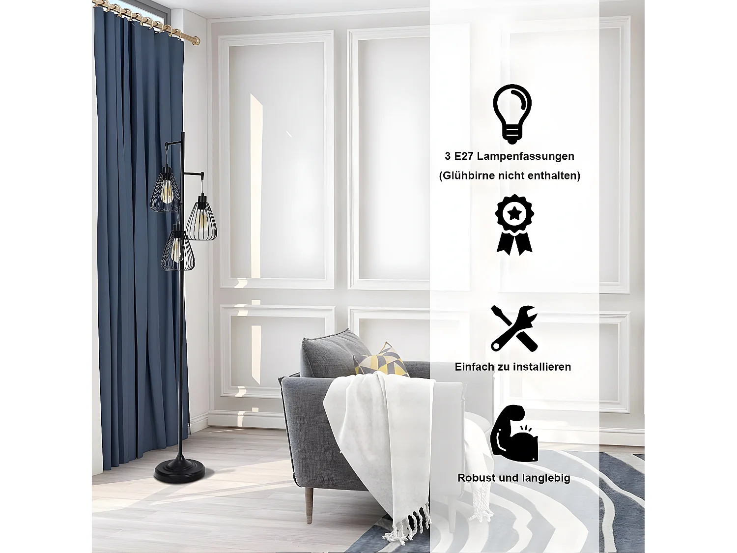 Stehleuchte 3 flammig