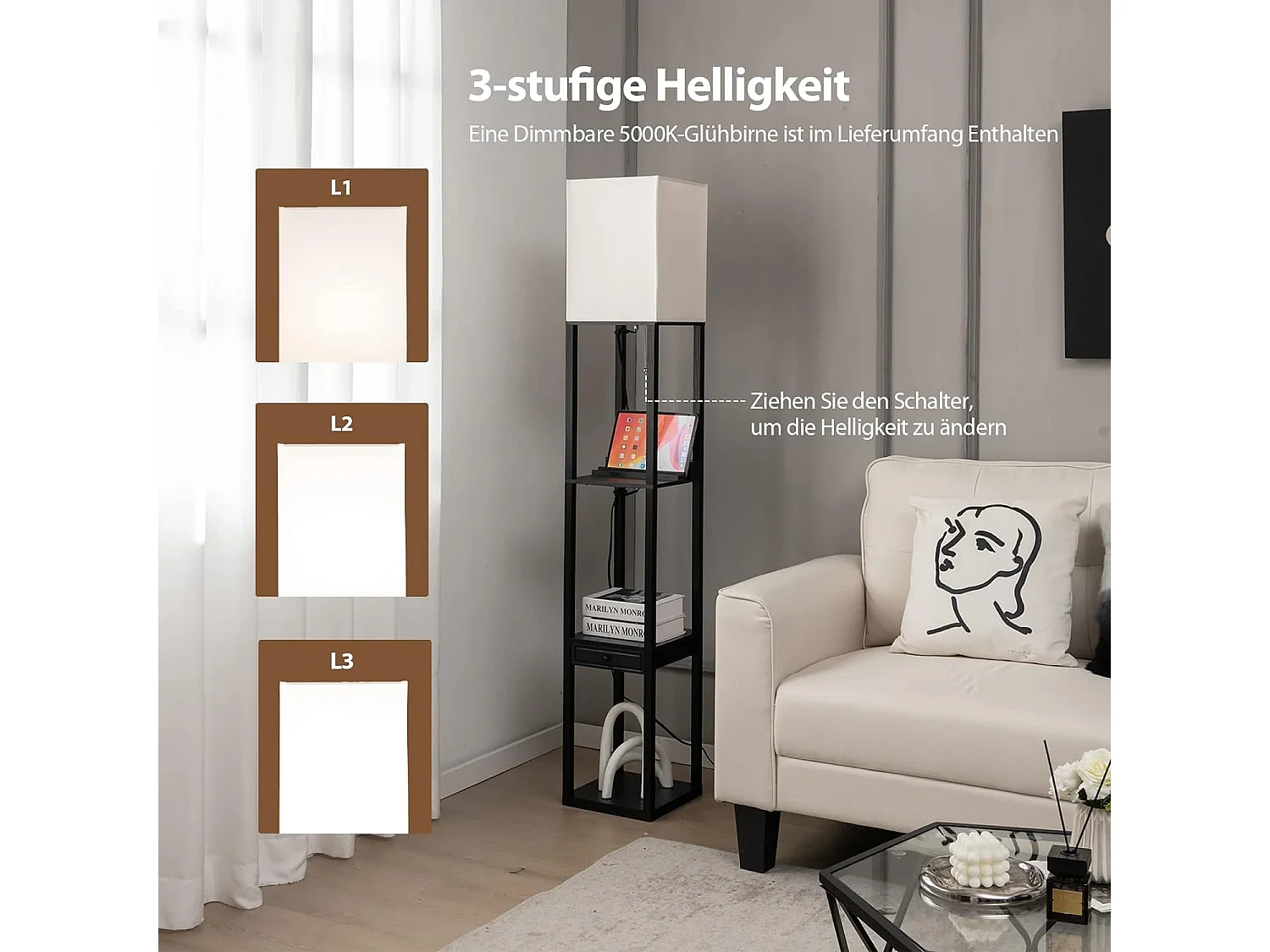 Stehleuchte Regal 160cm