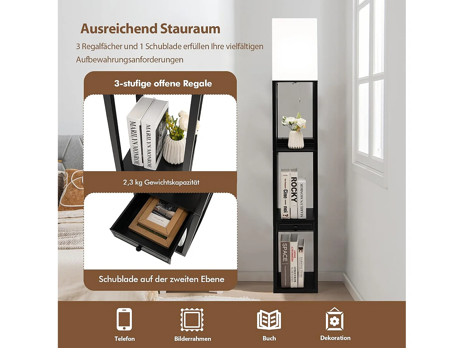 Stehleuchte Regal 160cm