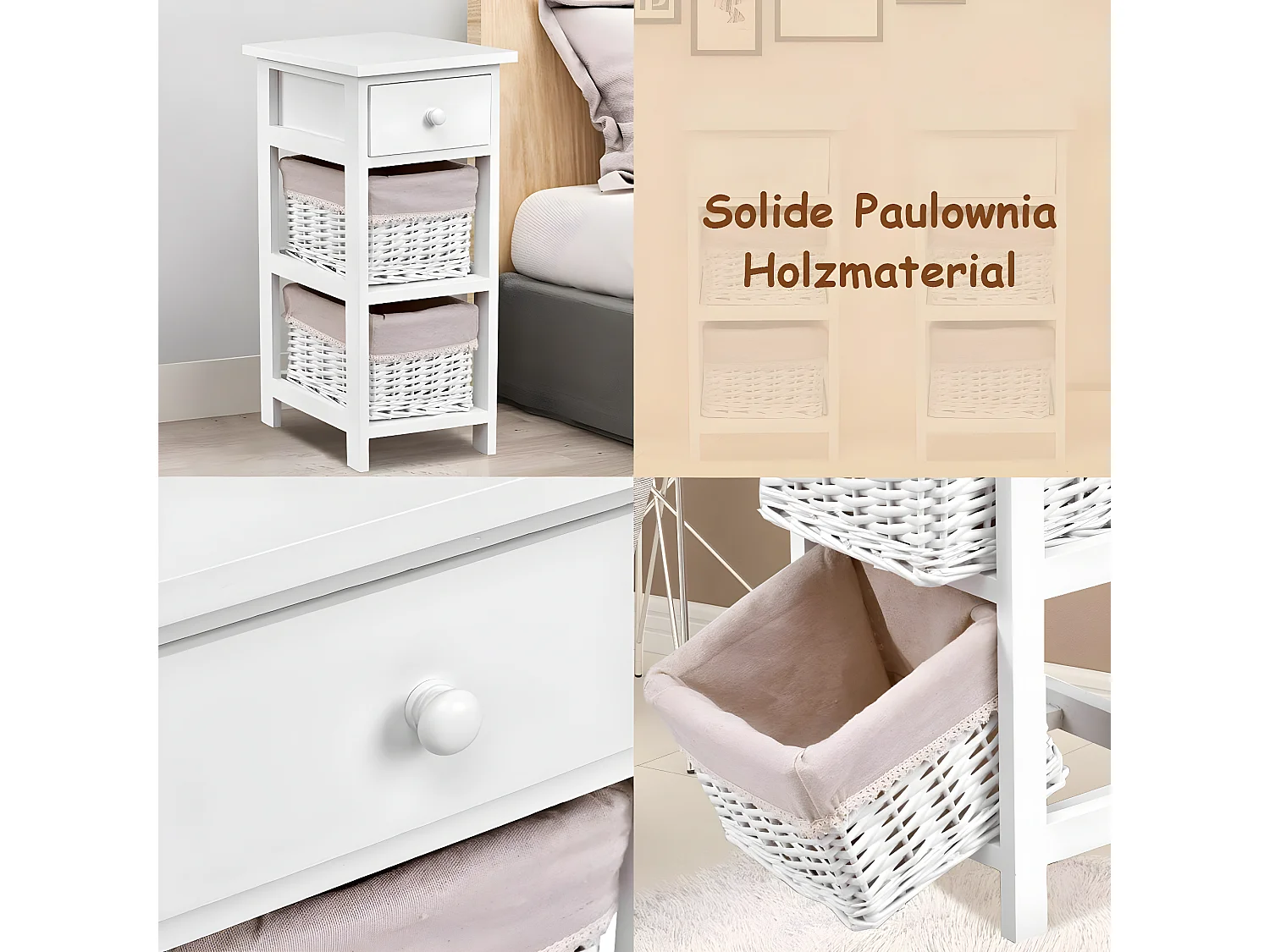 2er Set Nachttisch mit Schublade