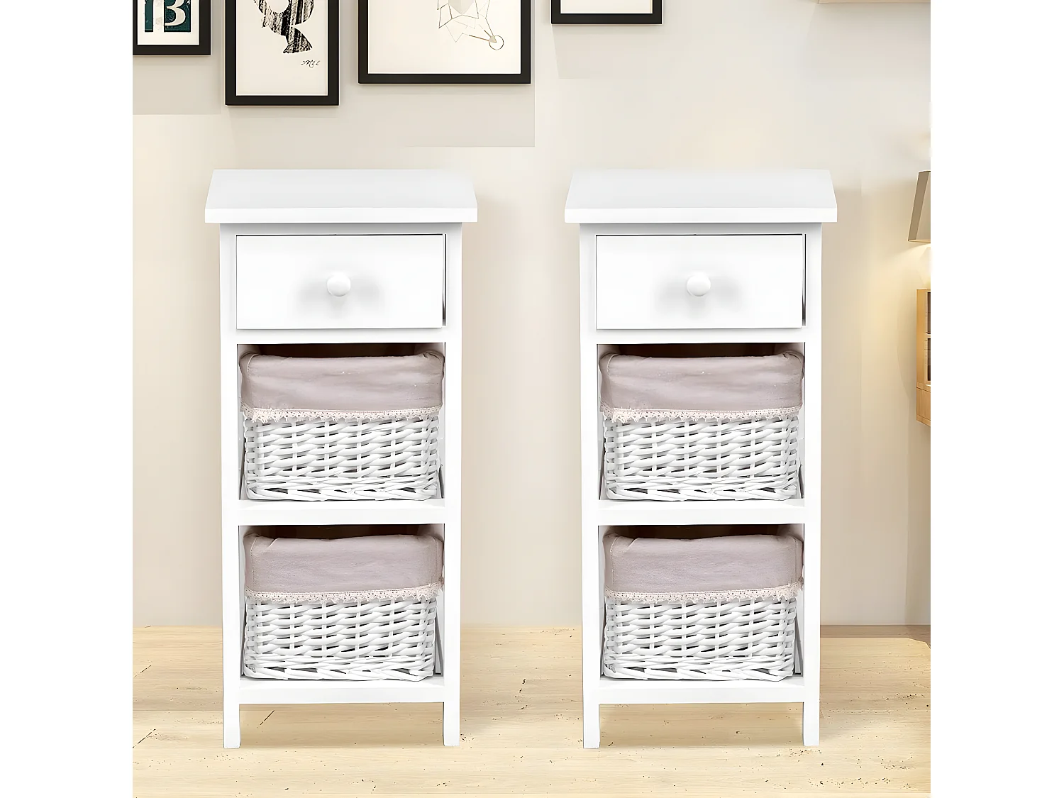 2er Set Nachttisch mit Schublade