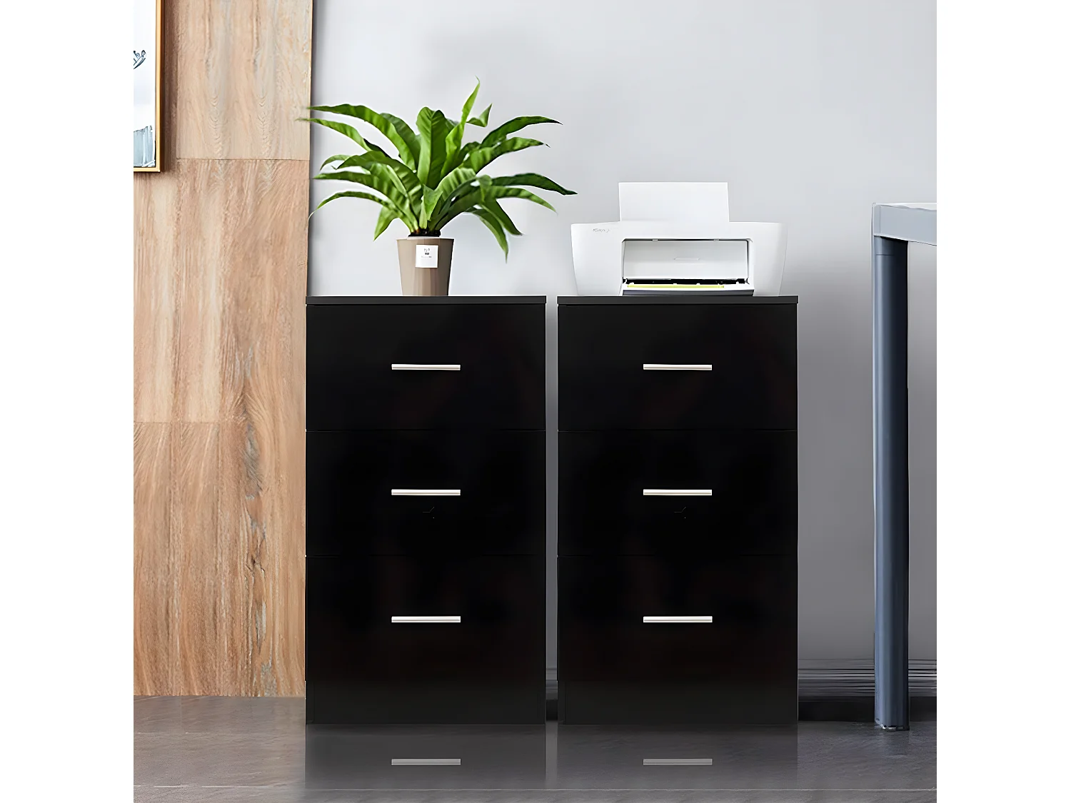2er Nachtschrank mit 3 Schubladen, Akten im Briefformat und Aktenordner Einzeln TI86387
