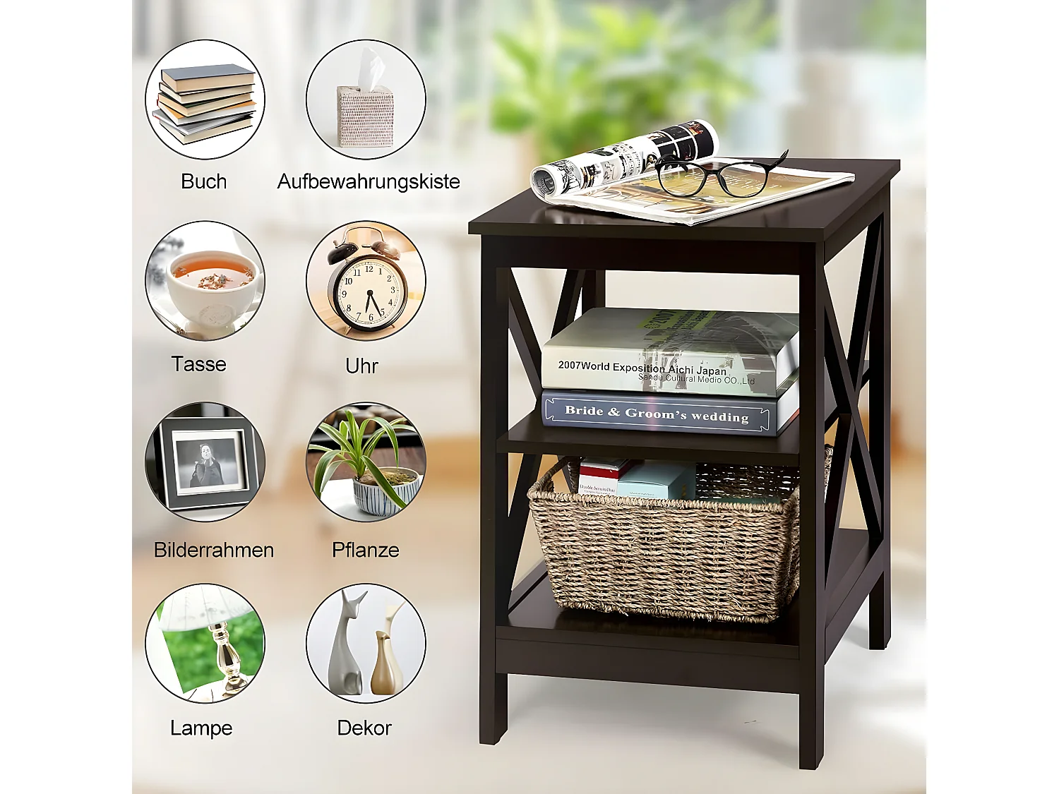 2 Set-Beistelltisch 3 Ebenen