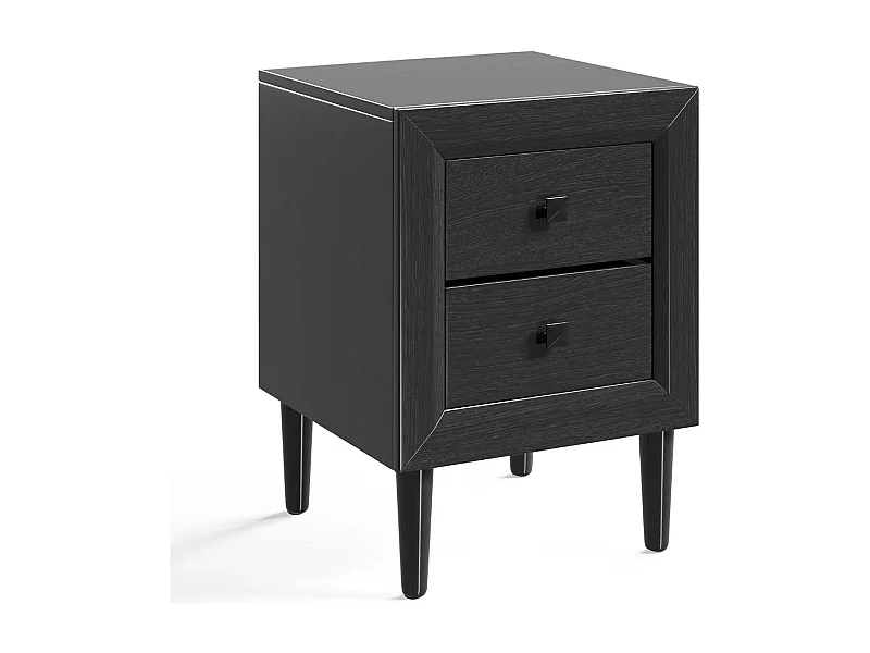 Nachttische Holz Beistelltisch mit 2 Schubladen Kaffeetisch modern Sofatisch Schwarz