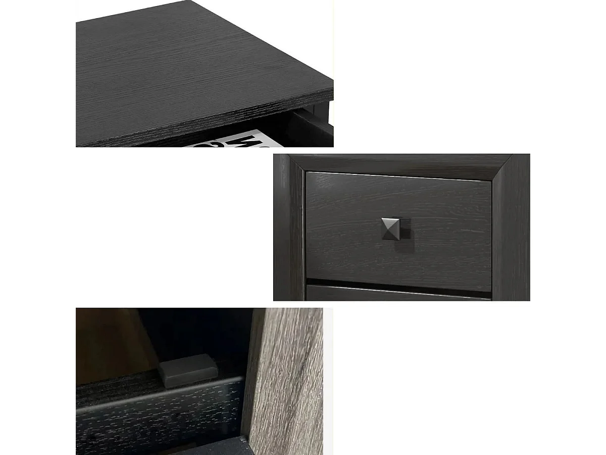 Nachttische Holz Beistelltisch mit 2 Schubladen Kaffeetisch modern Sofatisch Schwarz