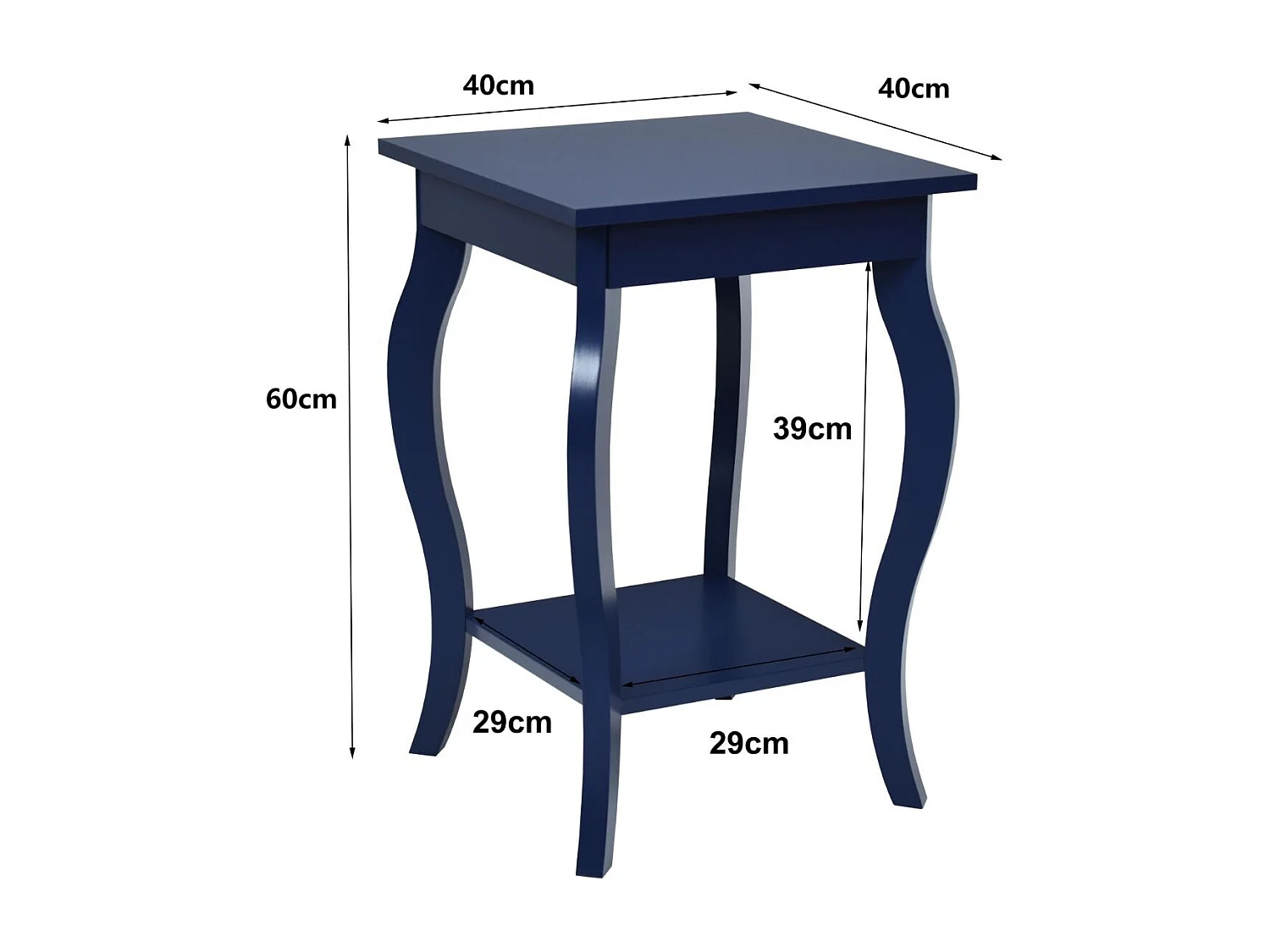 2er Set Beistelltische mit Geschwungenen Beinen & 2 Stufigen Ablagen für Wohnzimmer Blau
