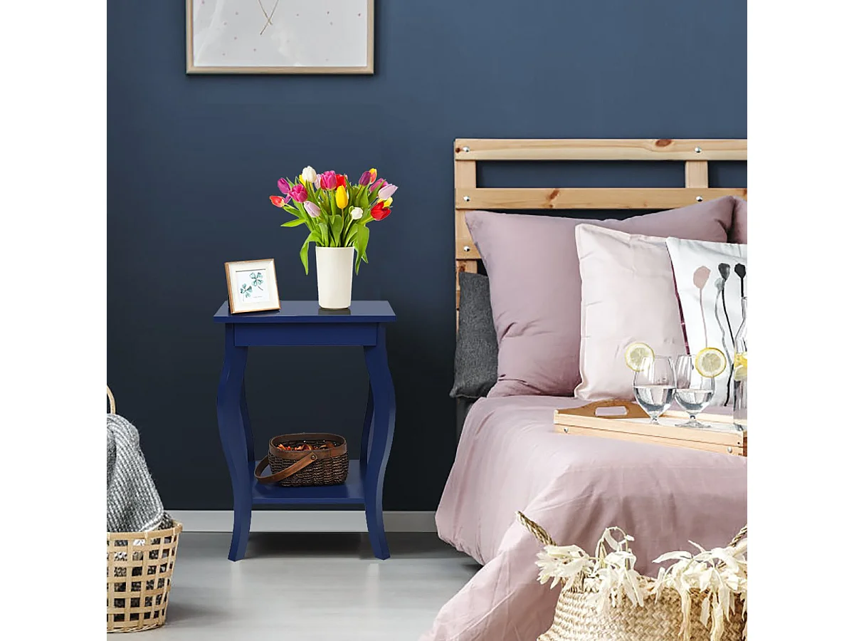 Set di 2 tavolini con gambe curve e 2 ripiani per il soggiorno Blue