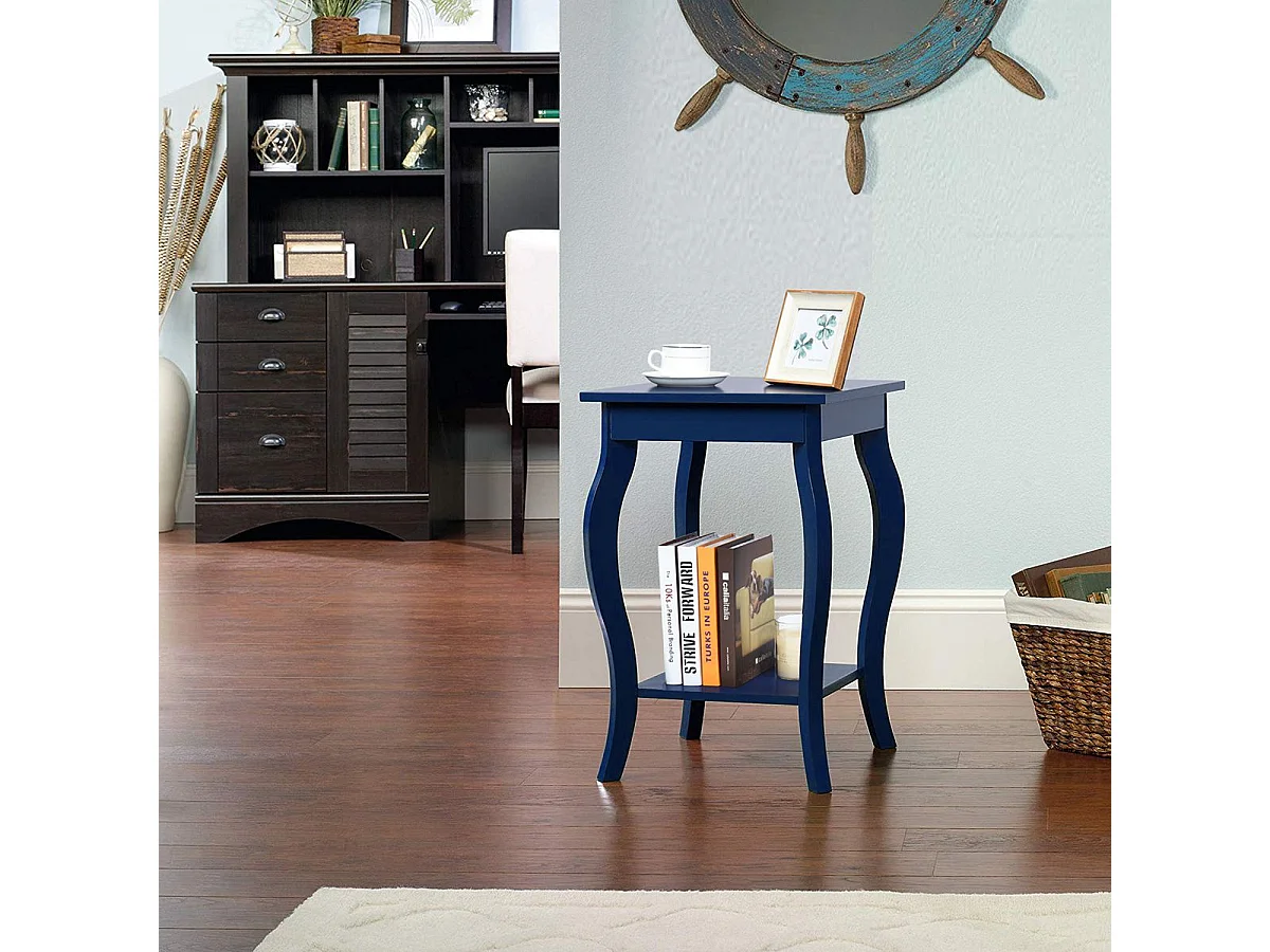 Set di 2 tavolini con gambe curve e 2 ripiani per il soggiorno Blue