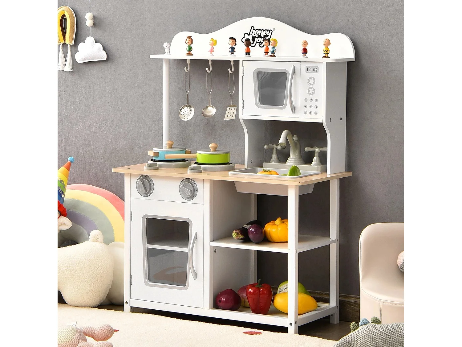 Kinder Spielküche hölzerne Spielküche Küche Set 60 x 30 x 83 cm Weiß