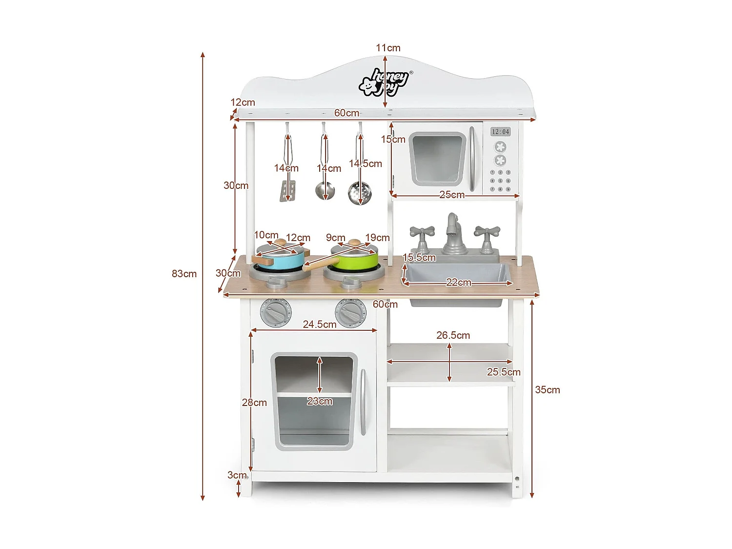 Kinder Spielküche hölzerne Spielküche Küche Set 60 x 30 x 83 cm Weiß