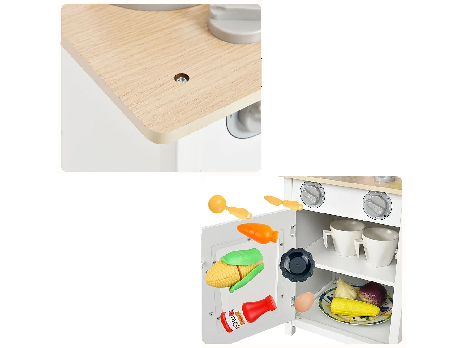 Kinder Spielküche hölzerne Spielküche Küche Set 60 x 30 x 83 cm Weiß