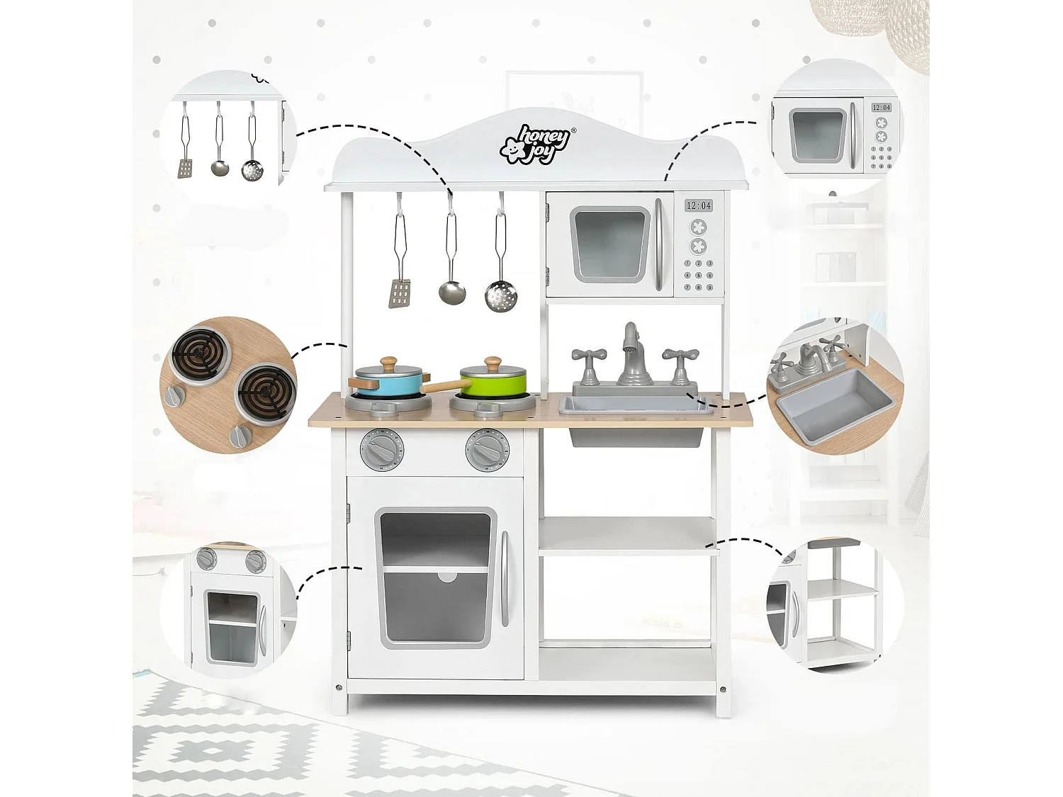 Kinder Spielküche hölzerne Spielküche Küche Set 60 x 30 x 83 cm Weiß