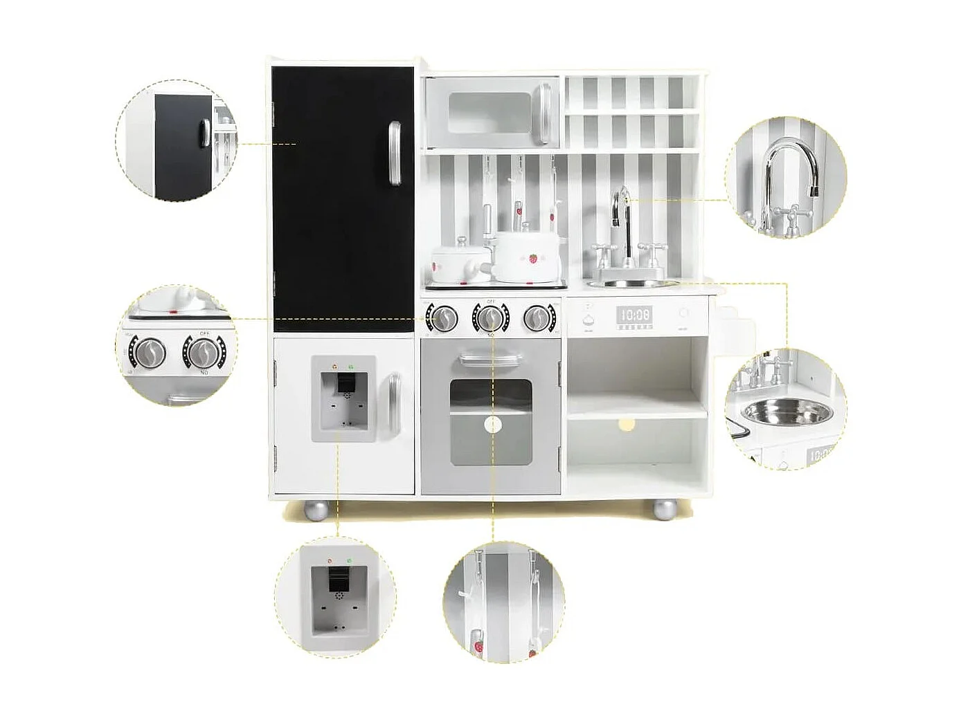 Kinderküche mit Tafel & Simulierten Geräuschen 83 x 32 x 80 cm Weiß