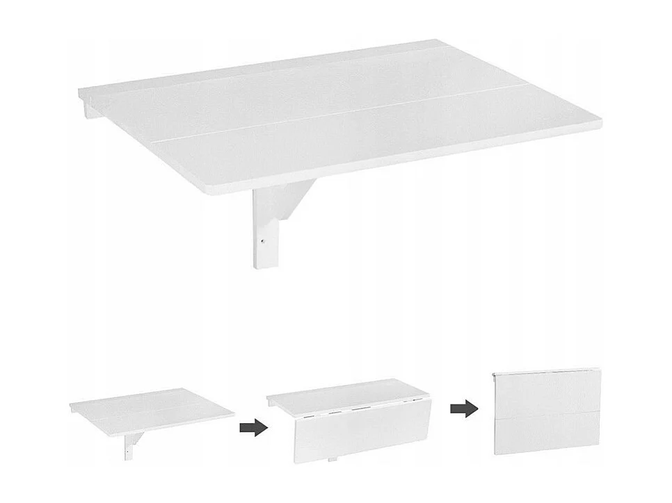 Wandmontierter Klapptisch Platzsparender Küchentisch Klappbarer Wandtisch 80 x 60 cm Weiß