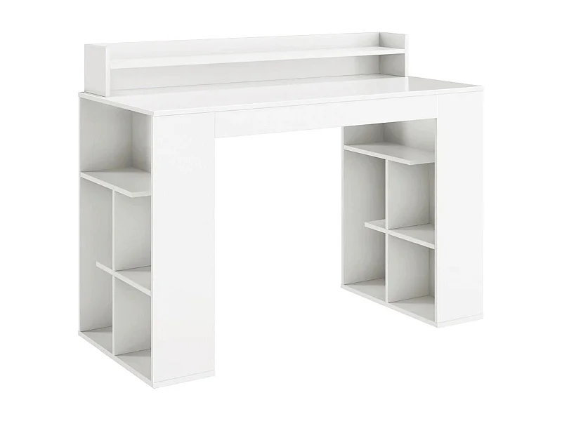 Schreibtisch mit Monitorablage & 2 Bücherregalen Computertisch 120 x 54 x 90 cm Weiß