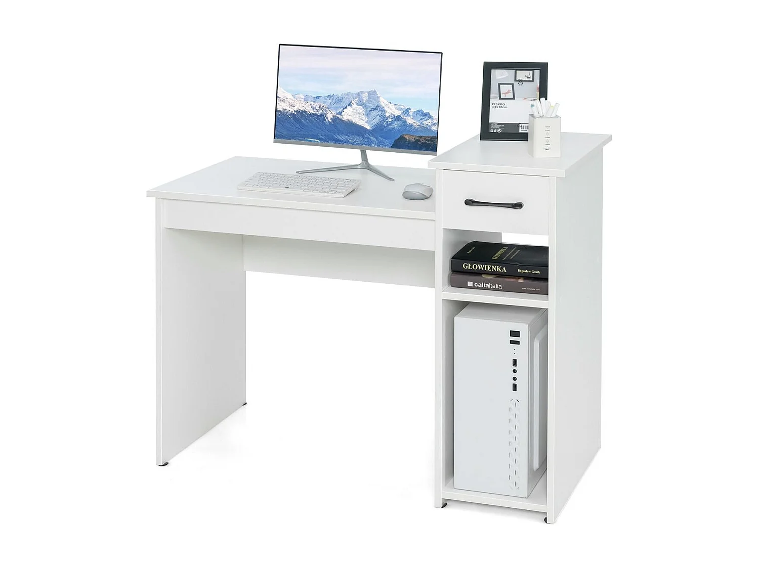 Bureau Informatique avec Support PC à 2 Niveaux 102 x 50 x 82 cm Blanc